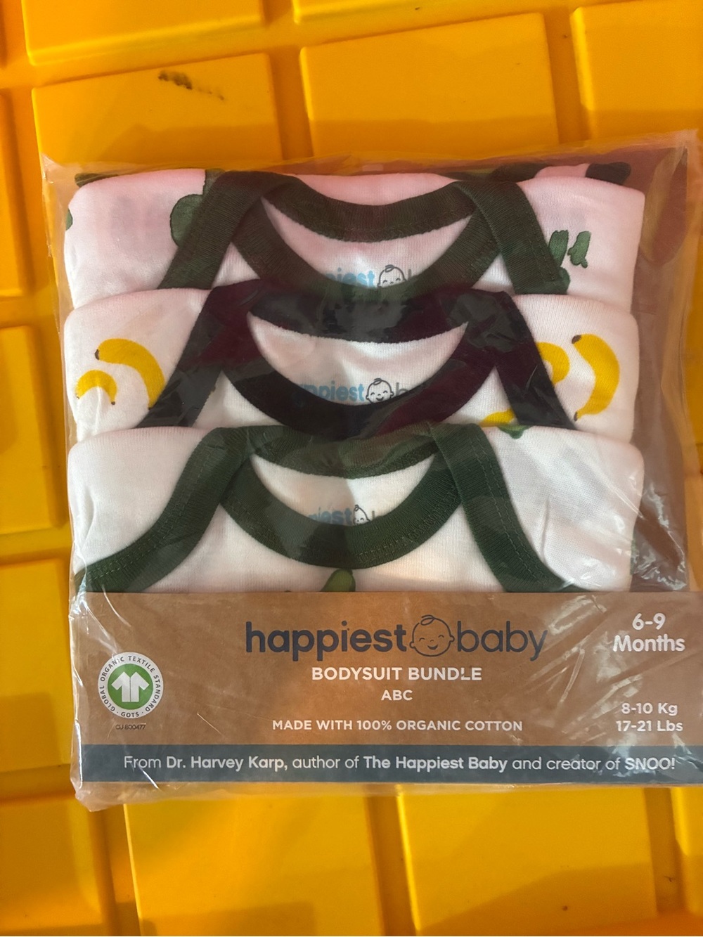 Happiest Baby ABC Organic Cotton Bodysuit 3-Pack NWT 6-9M